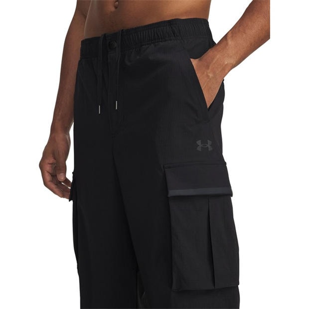 Black - Under Armour - Men's Unstoppable Textured Woven Cargo Tracksuit Bottoms