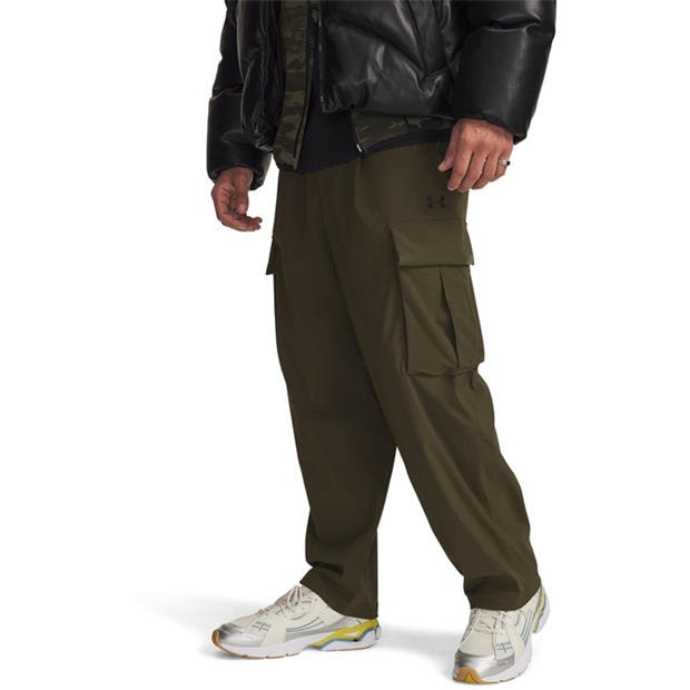Green - Under Armour - Men's Unstoppable Textured Woven Cargo Tracksuit Bottoms