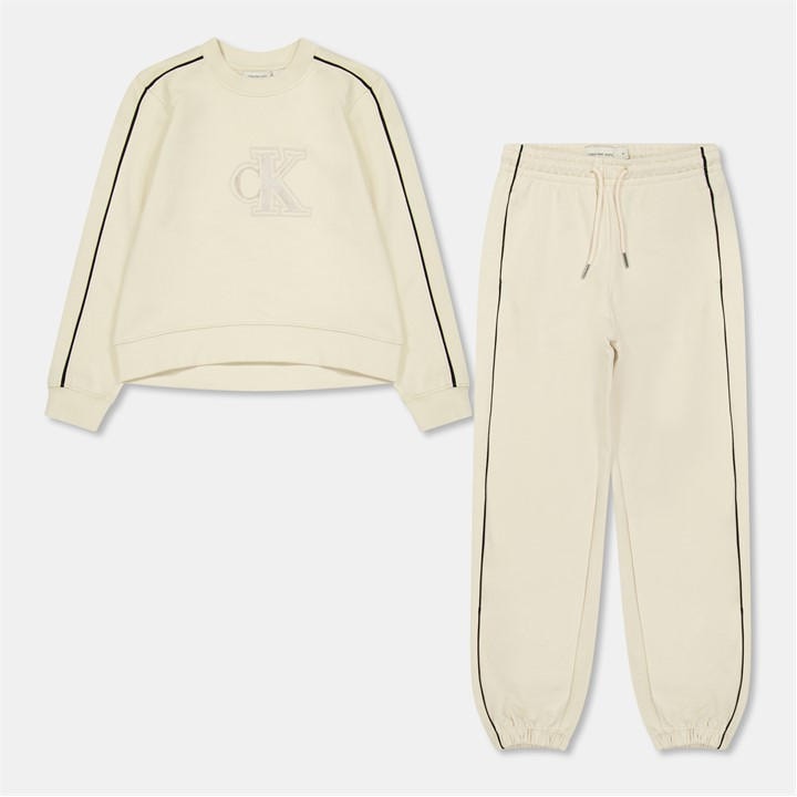 Calvin Klein Jeans Girls White Kids' Piping Clothing Set in Size 14 - 16 Years, Sports Direct