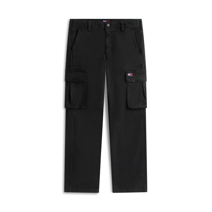 Tommy Jeans Men' Black Otis Canvas Cargo Trousers in Size S, Sports Direct