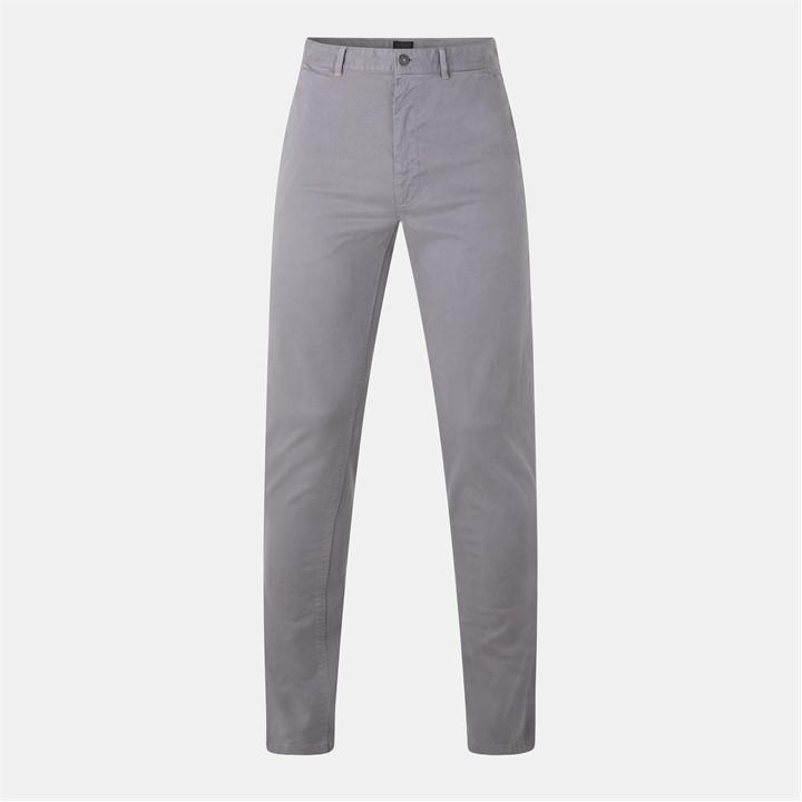 Boss Men' Grey Chino Slim Fit Straight Leg Trousers in Size S, Sports Direct