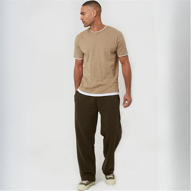 Khaki - Brave Soul - BS Wide Leg Joggers with Open Hem