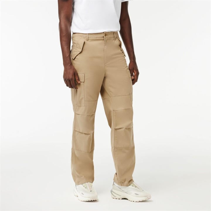 Lacoste Men's Beige Straight Fit Cargo Trousers in Size 48 R, Sports Direct