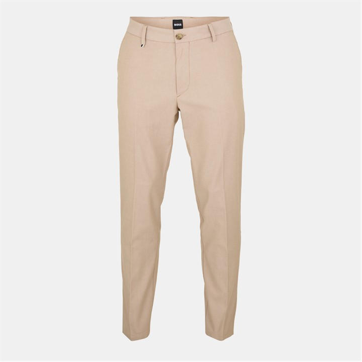 Boss Men's Beige Kane Stretch Tailored Fit Straight Leg Trousers in Size 32, Sports Direct
