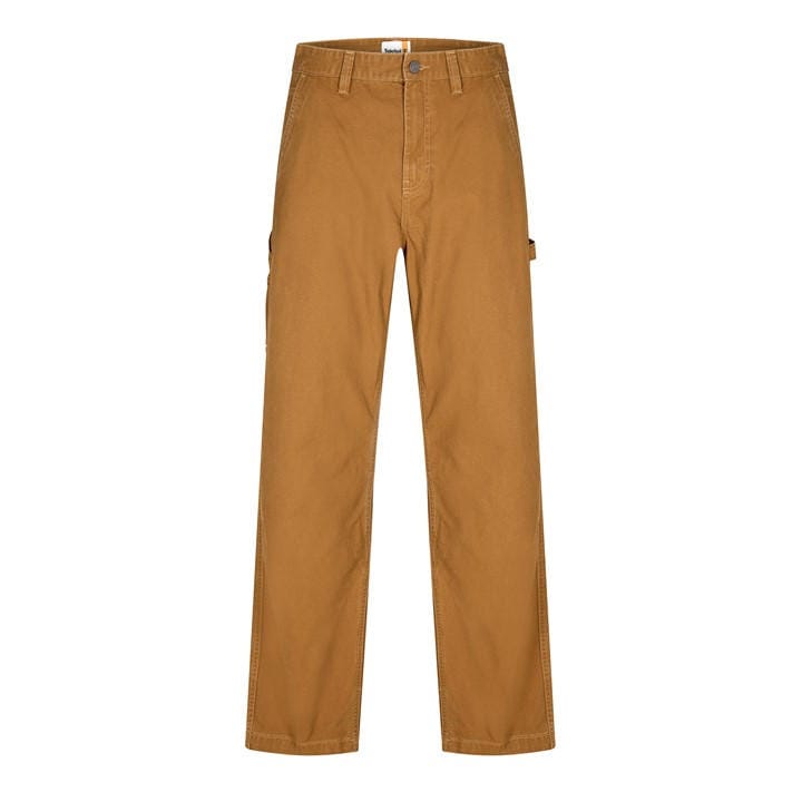 Timberland Men's Brown Washed Canvas Carpenter Straight Leg Trousers in Size 30, Sports Direct