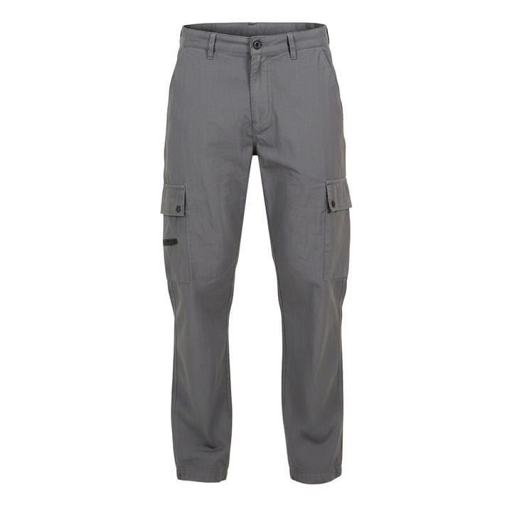 Brave Soul Men's Grey Loose Fit Cotton Poplin Cargo Trousers in Size M, Sports Direct