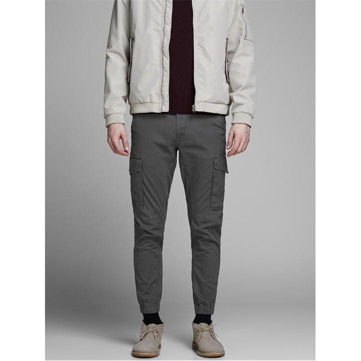 Jack And Jones Men's Black Slim Stretch Cuffed Cargo Pants in Size 36 R, Sports Direct