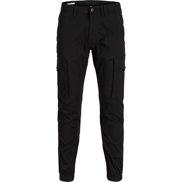 Jack And Jones Men's Black Slim Stretch Cuffed Cargo Pants in Size 34 R, Sports Direct