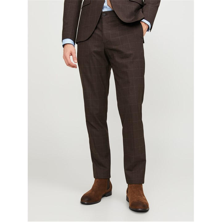 Jack And Jones Men's Brown Checkered Smart Trouser Size 48 R