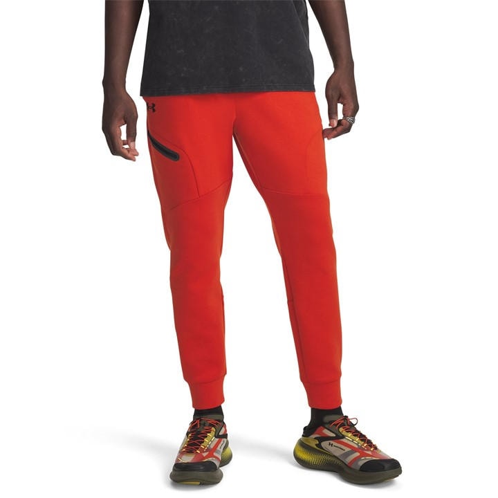 Under Armour Men's Orange Unstoppable Closed Hem Fleece Joggers in Size 2XL, Sports Direct