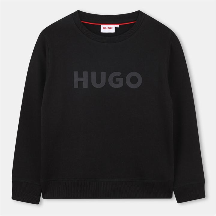 Hugo Boys Black Kids' Logo Crew Sweatshirt in Size 14 - 16 Years, Sports Direct