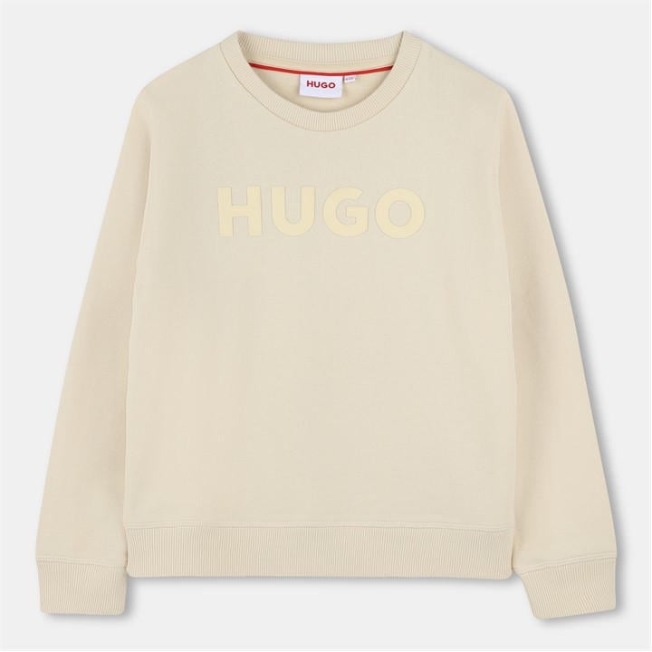 Hugo Boys Beige Kids' Logo Crew Sweatshirt in Size 14 - 16 Years, Sports Direct