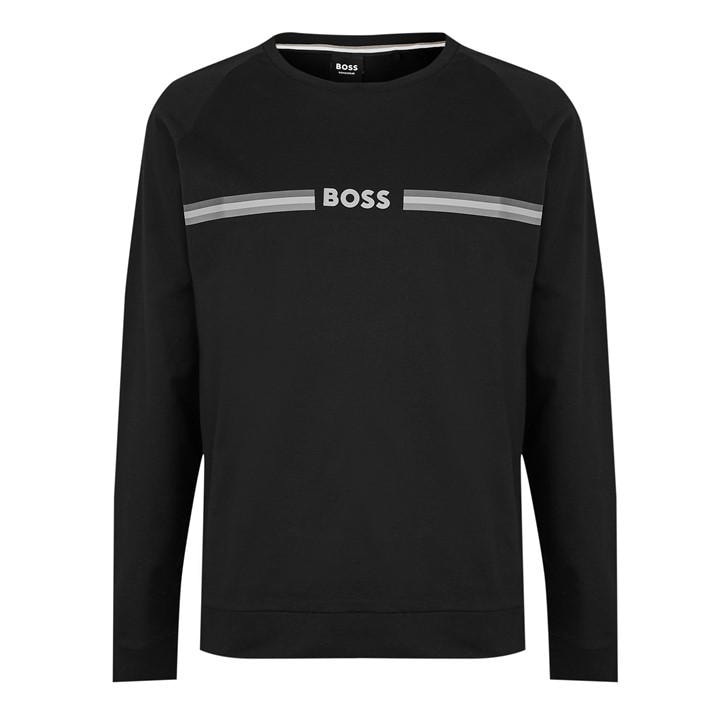Boss Men' Black Authentic Cotton Relaxed Fit Crew Sweatshirt in Size S, Sports Direct