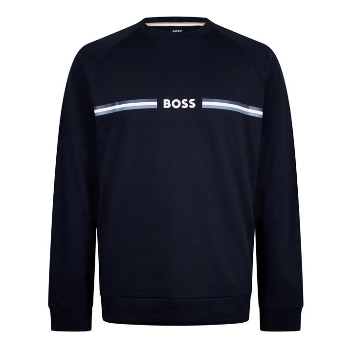Boss Men' Blue Authentic Cotton Relaxed Fit Crew Sweatshirt in Size S, Sports Direct