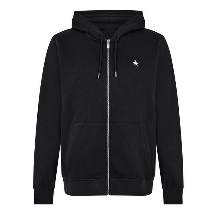 Original Penguin Men' Black Cotton Long Sleeve Full Zip Hoodie in Size S, Sports Direct