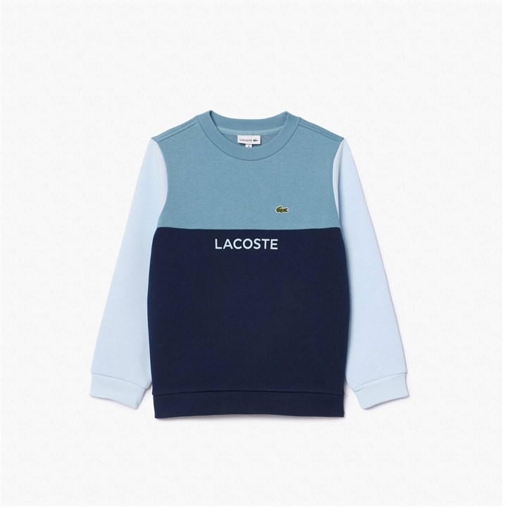Lacoste Boys Blue Kids' Block Neck Crew Sweatshirt, Sports Direct