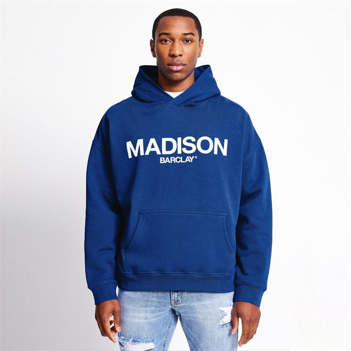 Madison Barclay Men' Blue Ocean Av Hoodie in Size S, Sports Direct
