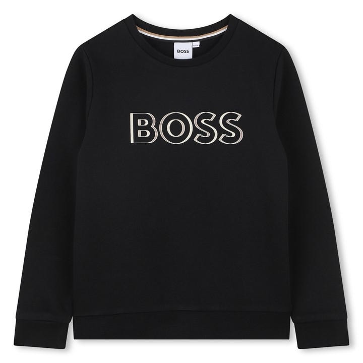 Boss Boys Black Kids' Bold Logo Relaxed Fit Crew Sweatshirt in Size 11 - 12 Years, Sports Direct