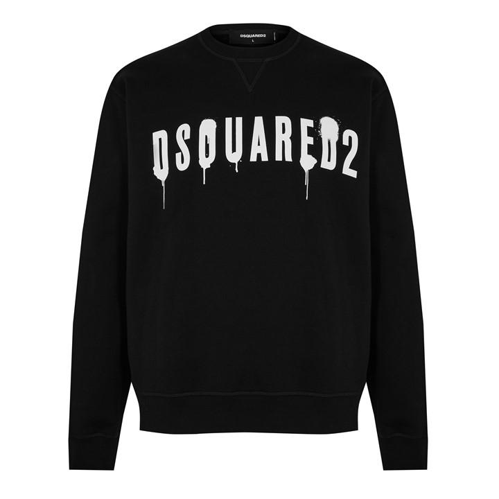 Dsquared2 Men's Black Logo Spray Cool Sweater in Size 2XL, Sports Direct