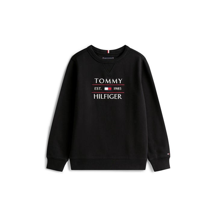 Tommy Hilfiger Boys Black Kids' Flag Crew Sweatshirt