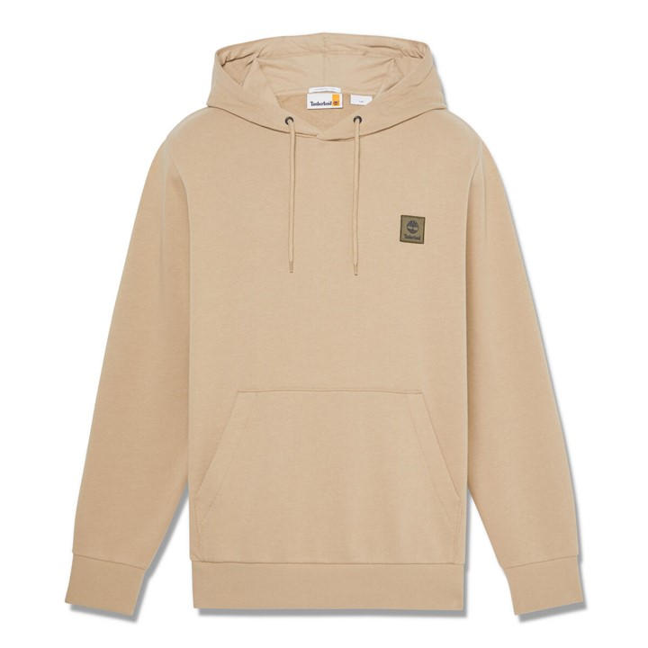 Timberland Men' Beige Woven Badge Black Pull Over Hoodie in Size S, Sports Direct