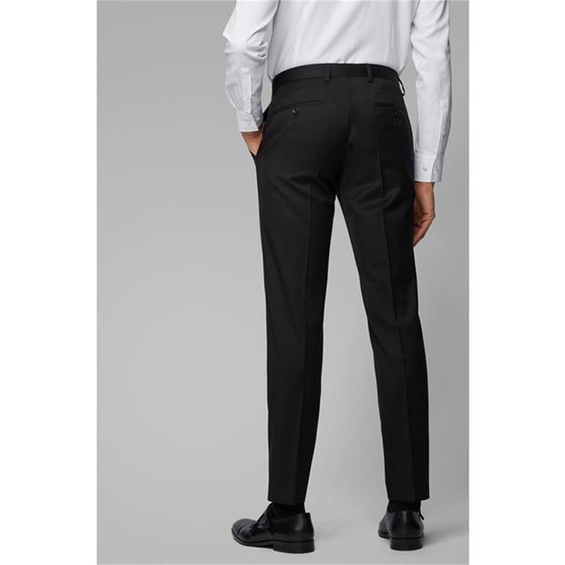Black - Boss - Men's Herringbone Twill Gibson Italian Wool Trousers