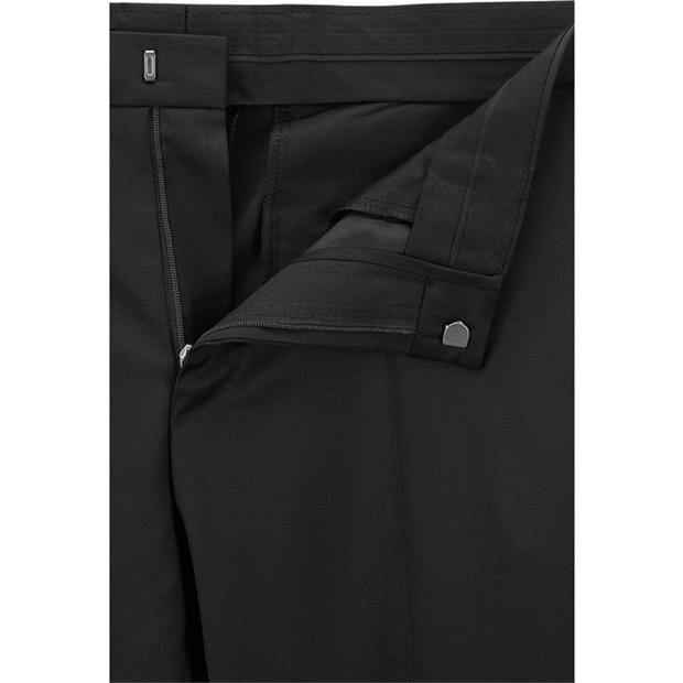 Black - Boss - Men's Herringbone Twill Gibson Italian Wool Trousers
