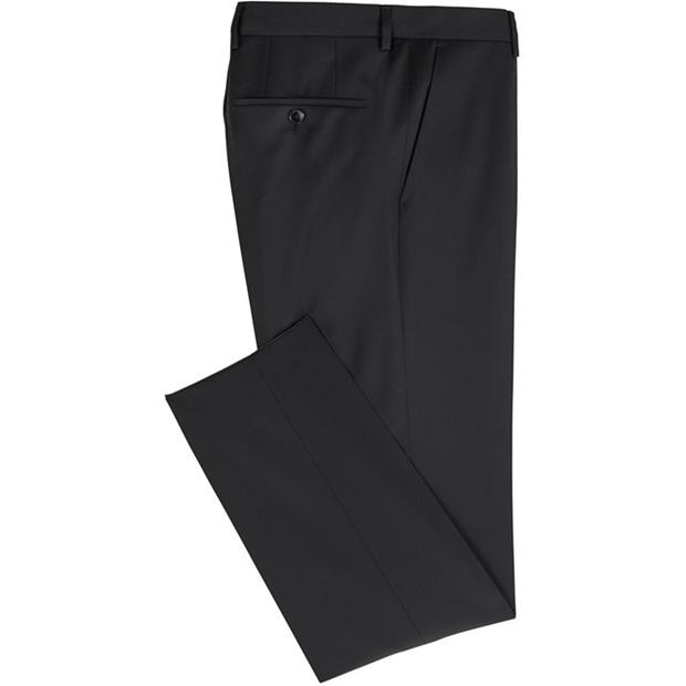 Black - Boss - Men's Herringbone Twill Gibson Italian Wool Trousers