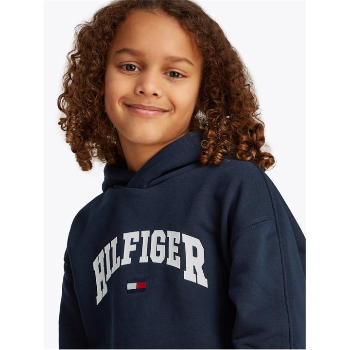 Tommy Hilfiger Boys Blue Kids' Varsity Pull Over Hoodie in Size 14 - 16 Years, Sports Direct