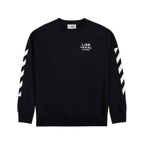 L AB Off White - Kids' Small Logo Long-Sleeve Crew Sweater