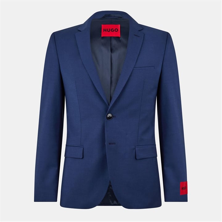 Hugo Men's Blue Slim-Fit Arti Suit Jacket in Size 36 R, Sports Direct