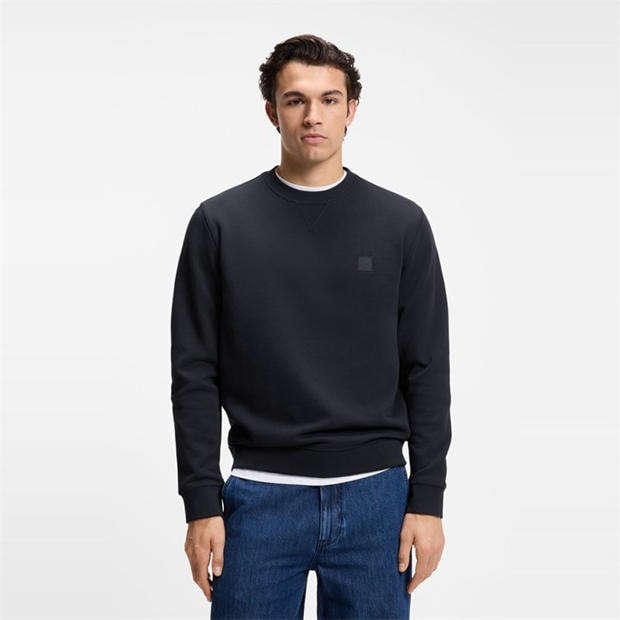 Отворено синьо - Boss - Mens BOSS ORANGE Long Sleeve Premium Cotton Sweatshirt (Westart Crew Neck)