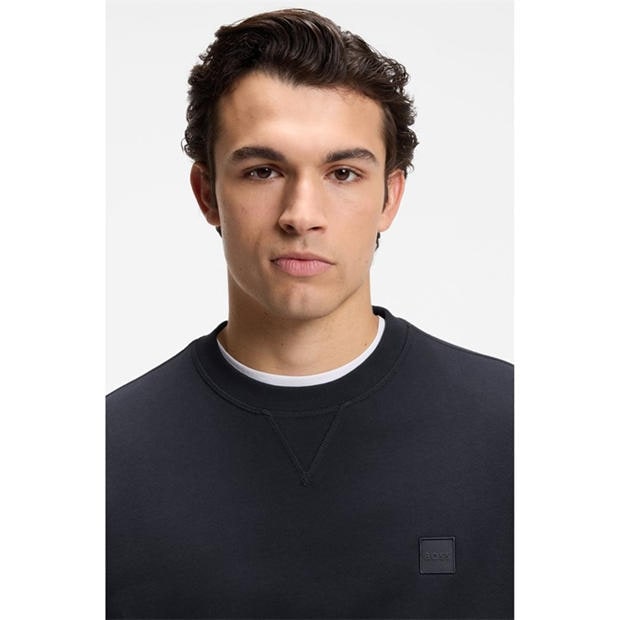 Отворено синьо - Boss - Mens BOSS ORANGE Long Sleeve Premium Cotton Sweatshirt (Westart Crew Neck)