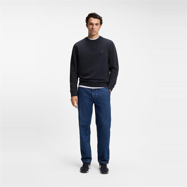 Отворено синьо - Boss - Mens BOSS ORANGE Long Sleeve Premium Cotton Sweatshirt (Westart Crew Neck)