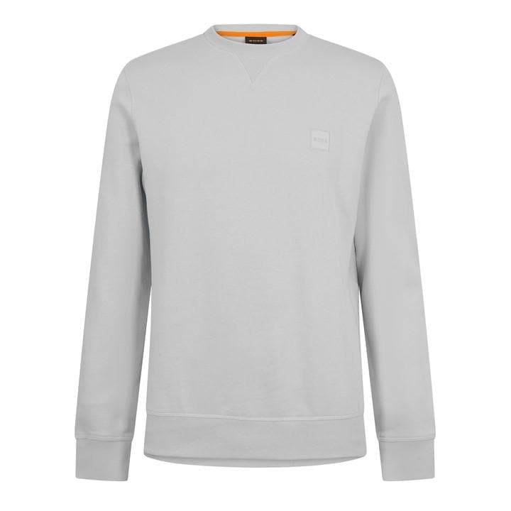 Boss Men's Grey Orange Long Sleeve Premium Cotton Sweatshirt (Westart Crew Neck) in Size 2XL, Sports Direct