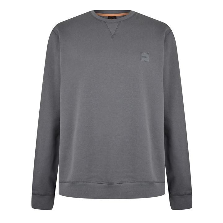 Boss Men's White Orange Long Sleeve Premium Cotton Sweatshirt (Westart Crew Neck) in Size XL, Sports Direct