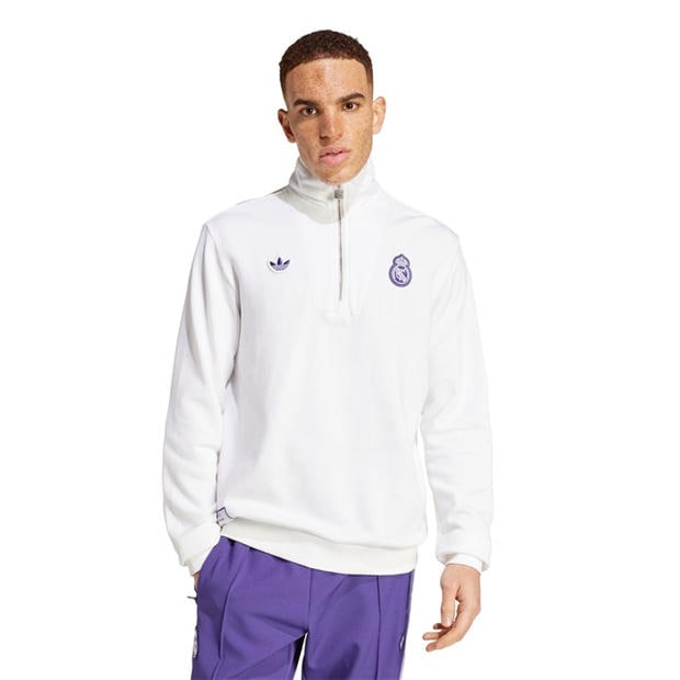 White - adidas - Men's Real Icon Sweater Performance Crew Sweatshirt