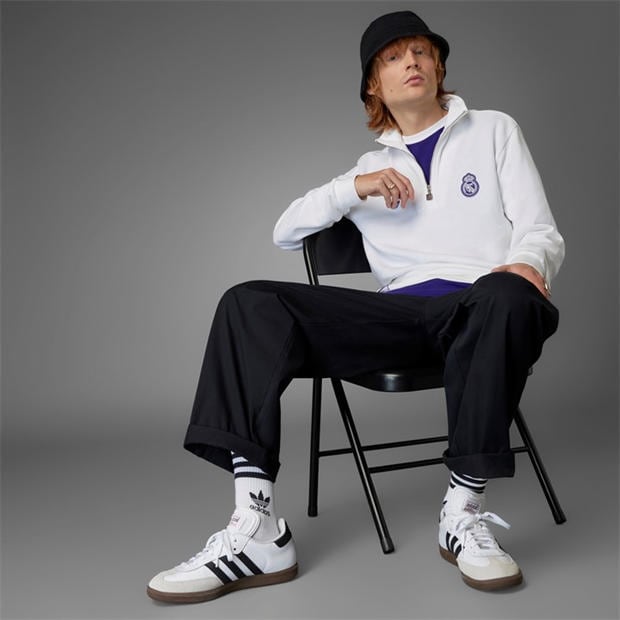 White - adidas - Men's Real Icon Sweater Performance Crew Sweatshirt