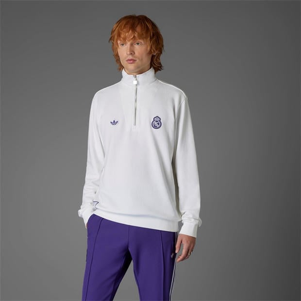 White - adidas - Men's Real Icon Sweater Performance Crew Sweatshirt