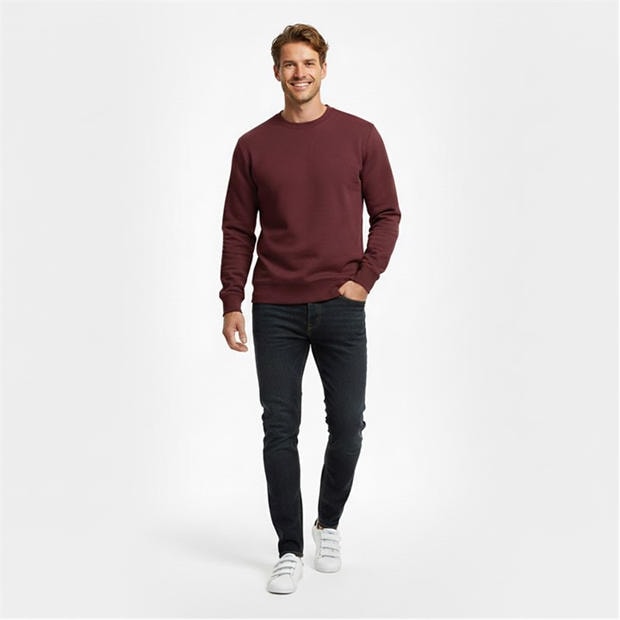 Burgundy - Slazenger - Fleece Crew Sweater Mens