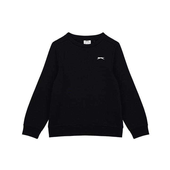 Slazenger Boys Black Fleece Crew Sweater  in Size 9 - 10 Years, Sports Direct