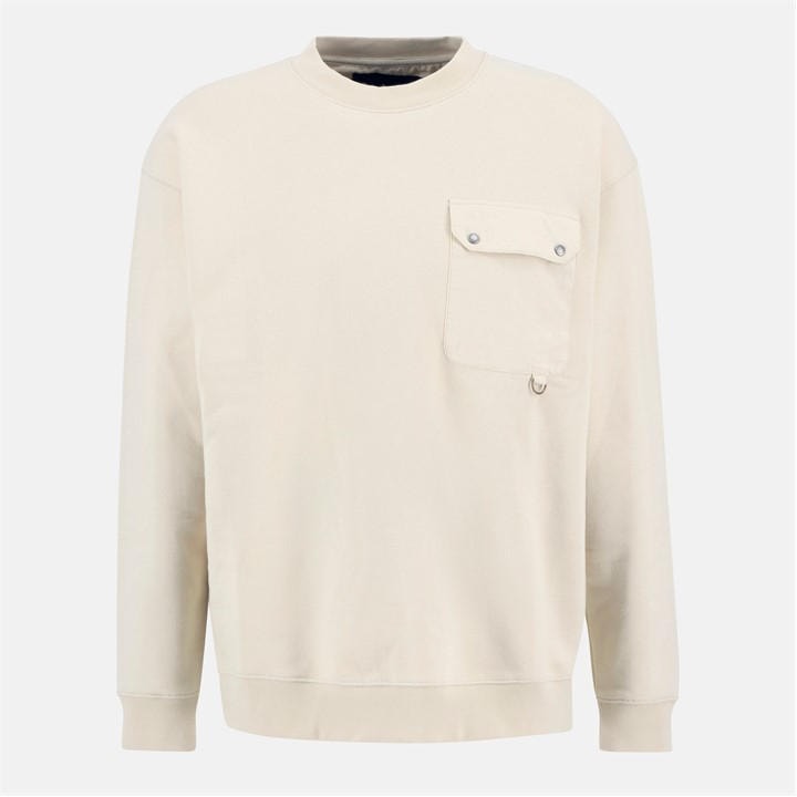 Barbour Men's Cream Leazes Crew Sweatshirt in Size L, Sports Direct
