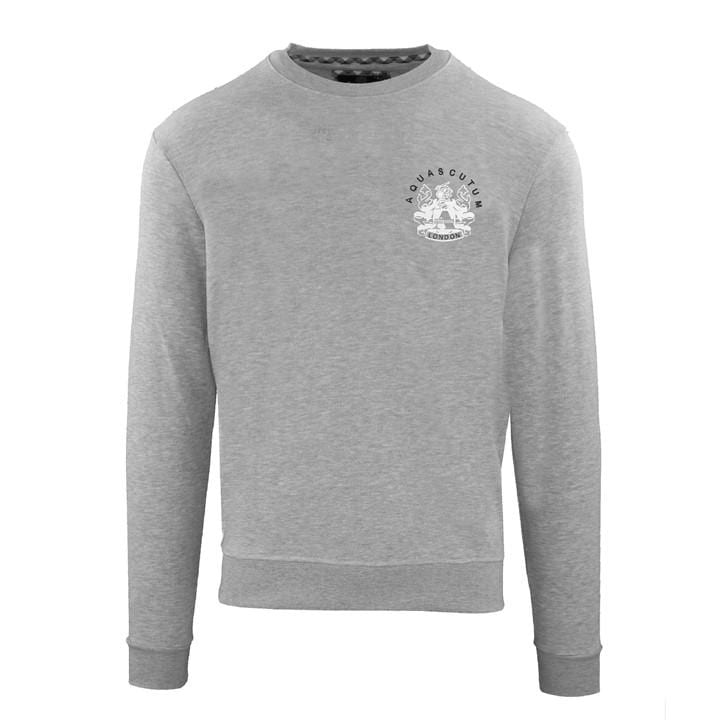 Aquascutum Men's Grey Roundnk Sweat Crew Sweatshirt in Size XL, Sports Direct