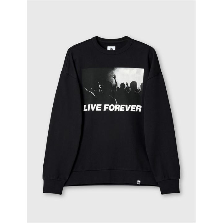 Pretty Green Men's Black Pg Live Forever Crew Sweatshirt in Size 2XL, Sports Direct