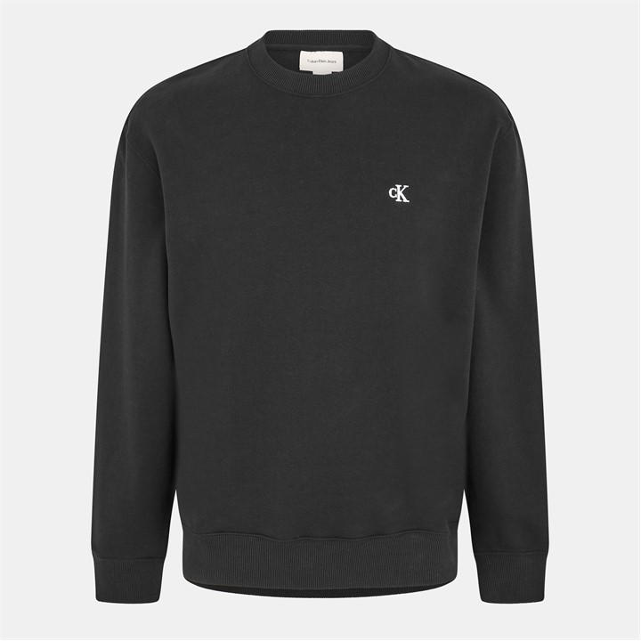 Calvin Klein Jeans Men's Black Monogram Crew Sweatshirt in Size L, Sports Direct