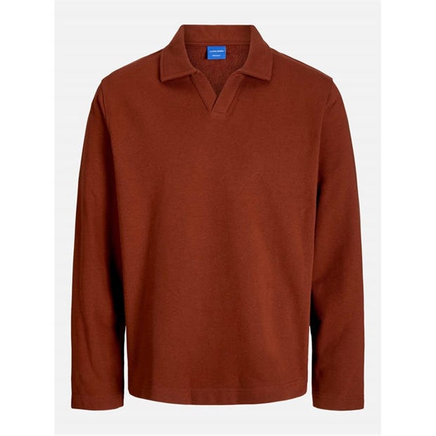 Brandy Brown - Jack and Jones - Men's Split Neck Sweat Crew Sweatshirt