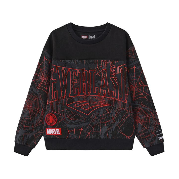 Everlast Boys Black Spiderman Crew Sweater  in Size 7 - 8 Years, Sports Direct