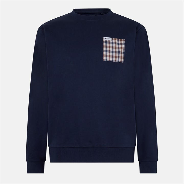 Aquascutum Men's Blue Check Pocket Sweatshirt in Size 2XL, Sports Direct