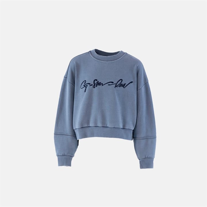 G Star Girls Blue Kids' Big Sleeve Oversized Crew Sweatshirt in Size L, Sports Direct