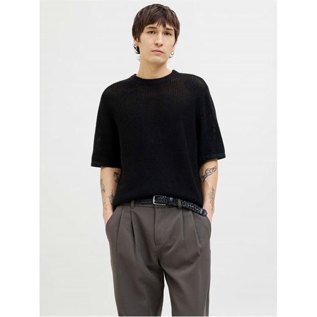 Black - Jack and Jones - Men's Knitted Crew Sweatshirt